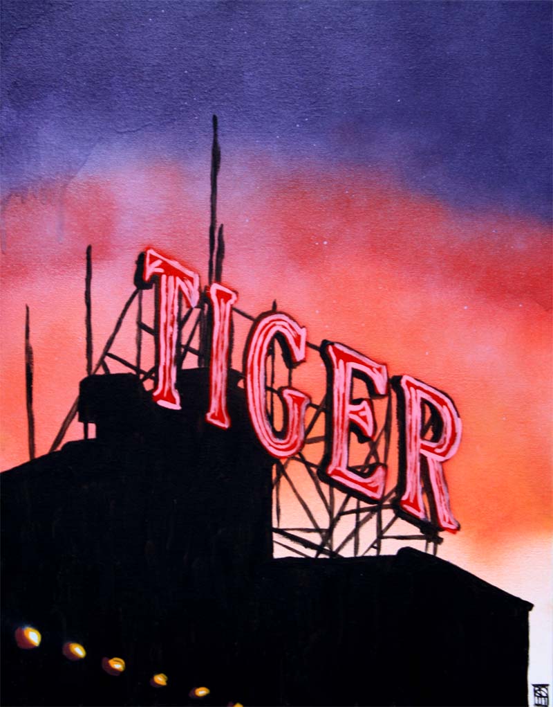 Tiger Hotel painting by Kansas City artist Rob Schamberger