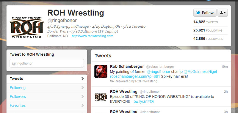 Ring of Honor tweeting about Rob Schamberger