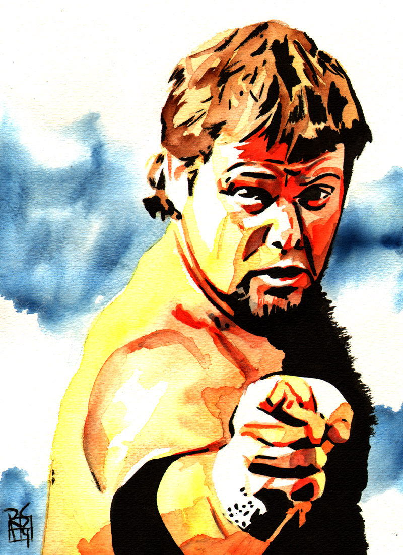 Jerry the King Lawler - Ink and watercolor on 9" x 12" watercolor...